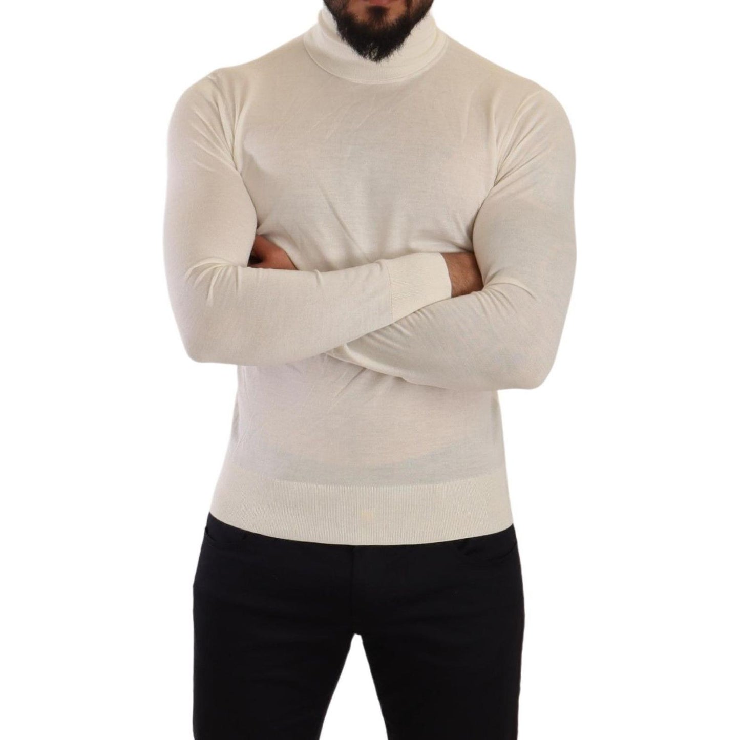 Dolce & Gabbana Cream Cashmere Turtleneck Pullover Sweater Dolce & Gabbana
