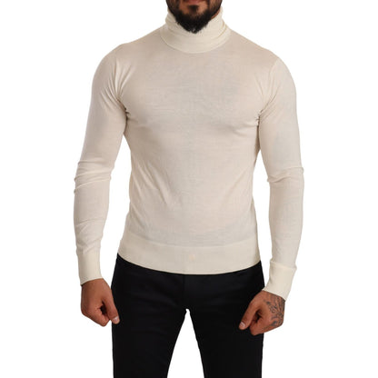 Dolce & Gabbana Cream Cashmere Turtleneck Pullover Sweater Dolce & Gabbana