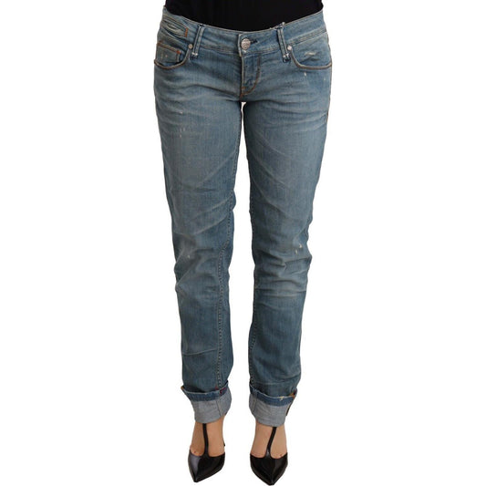 Acht Blue Washed Cotton Folded Hem Women Trouser PAN71206- 26
