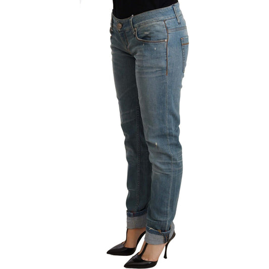 Acht Blue Washed Cotton Folded Hem Women Trouser PAN71206- 26