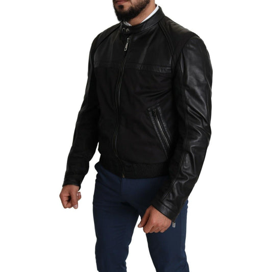 Dolce & Gabbana Black Nylon Full Zip Men Bomber Coat Jacket MAN COATS & JACKETS