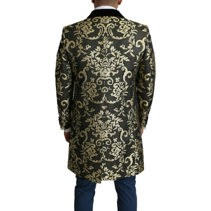 Dolce & Gabbana Black Gold Jacquard Long Coat SICILIA Jacket