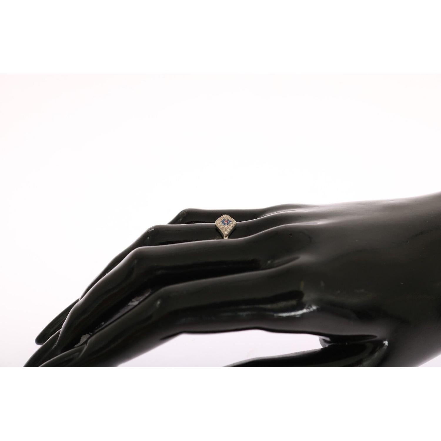 Nialaya Blue Red CZ 925 Silver Womens Clear Ring