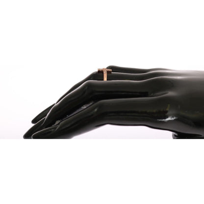 Nialaya Pink Gold 925 Silver Womens Cross CZ Ring Ring