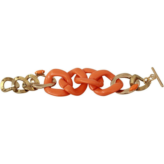 Ermanno Scervino Gold Orange Chain Wide Brass Plastic Bracelet WOMAN BRACELET