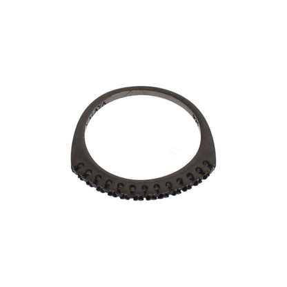Nialaya Black CZ Rhodium 925 Silver Womens Ring Ring