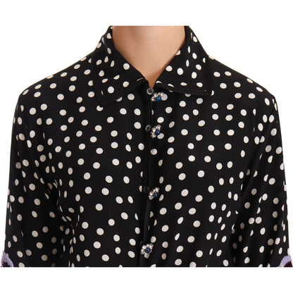 Dolce & Gabbana Black White Crystal Sequined Floral Dress WOMAN DRESSES