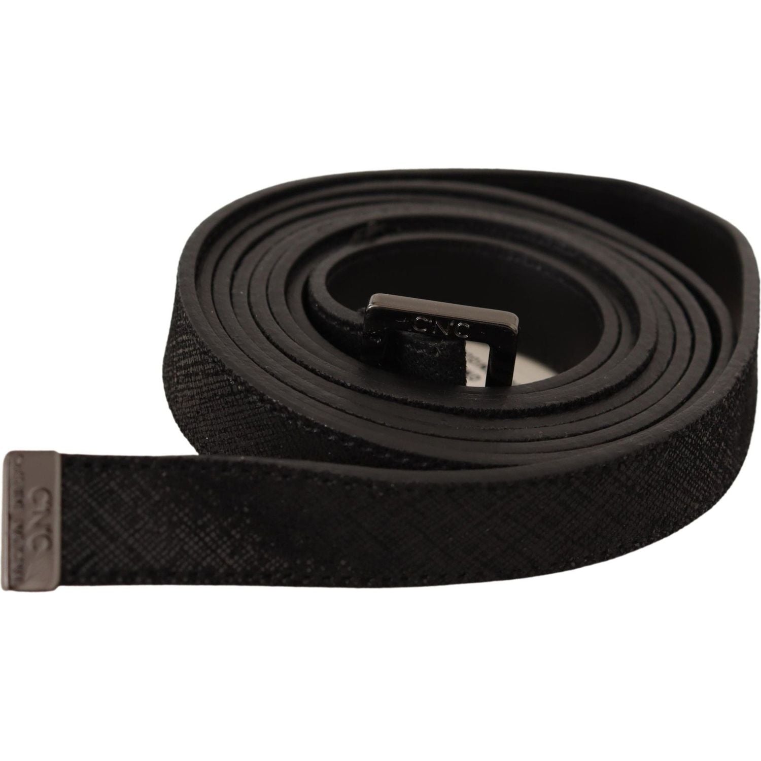Costume National Black Leather Metal Buckle Waist Belt