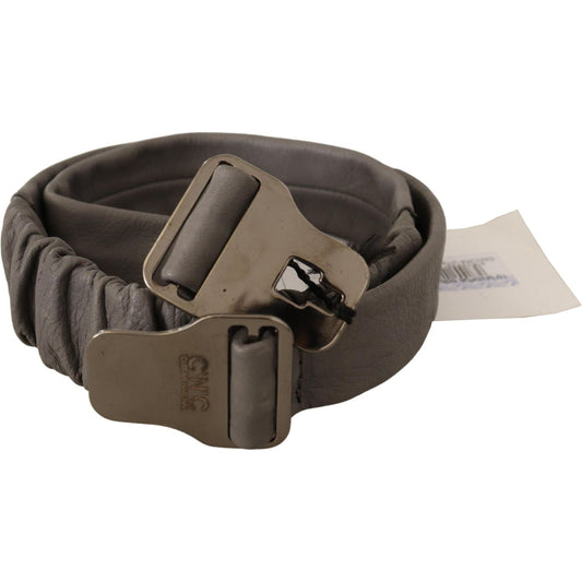 Costume National Gray Leather Silver Buckle Waist Belt BEL61044 -85