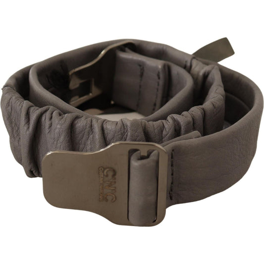 Costume National Gray Leather Silver Buckle Waist Belt BEL61044 -85