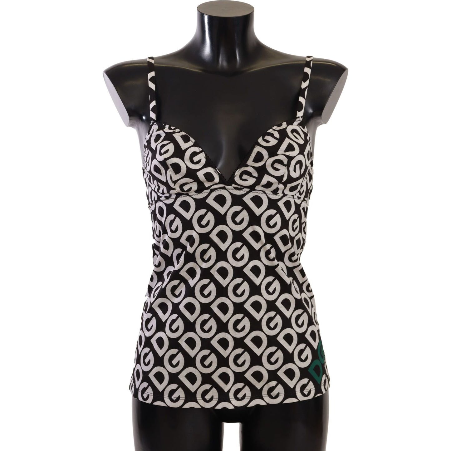 Dolce & Gabbana Black White Logo Print Camisole Top Underwear Dolce & Gabbana