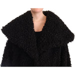 Dolce & Gabbana Black Polyester Fur Trench Coat Jacket WOMAN COATS & JACKETS