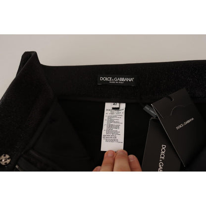 Dolce & Gabbana Black Silver Lurex Thread Cotton Stretch Pants Dolce & Gabbana