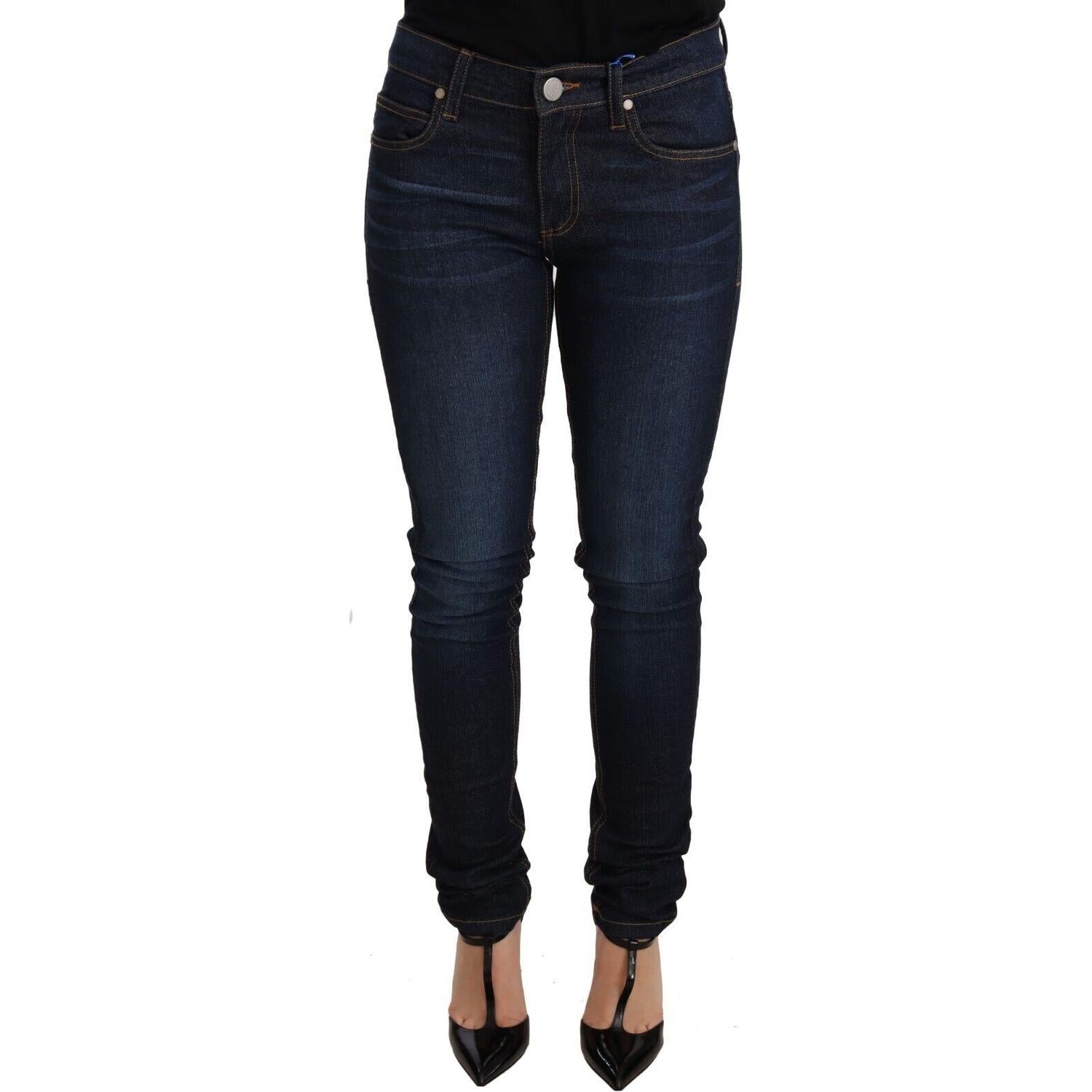 Versace Jeans Dark Blue Cotton Low Waist Skinny Denim Jeans