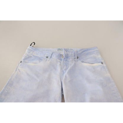 Acht Light Blue Cotton Folded Hem Denim Skinny Women Trouser Jeans Jeans & Pants