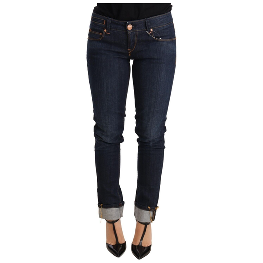 Acht Blue Washed Cotton Low Waist Skinny Denim Women Trouser Jeans PAN71804-26