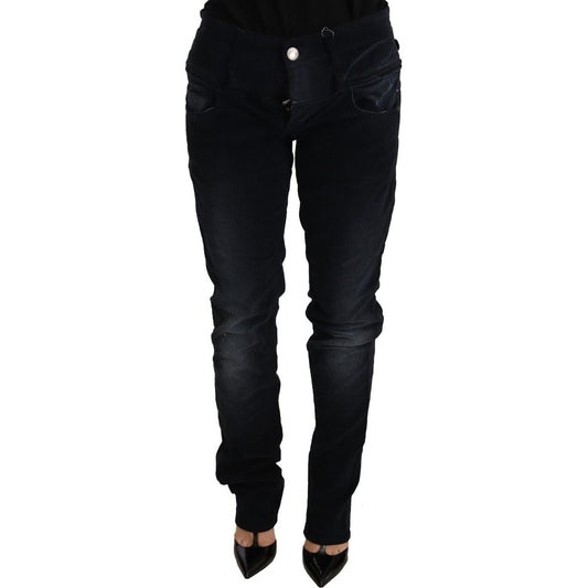 Acht Blue Washed Cotton Denim Low Waist Loose Fit Trousers Jeans PAN71843-26