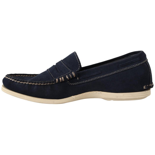 Pollini Blue Suede Low Top Mocassin Loafers Casual Men Shoes MV4283 - 40