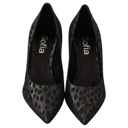 Sofia Black Leopard Leather Stiletto High Heels Pumps Shoes WOMAN PUMPS