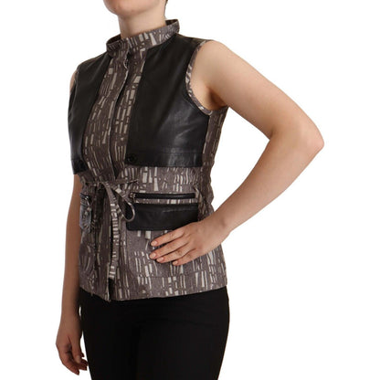 Comeforbreakfast Brown Black Vest Leather Sleeveless Top Blouse WOMAN TOPS AND SHIRTS