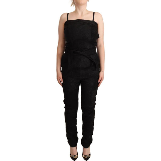 La Maison du Couturier Black Spaghetti Strap Jumpsuit Dress
