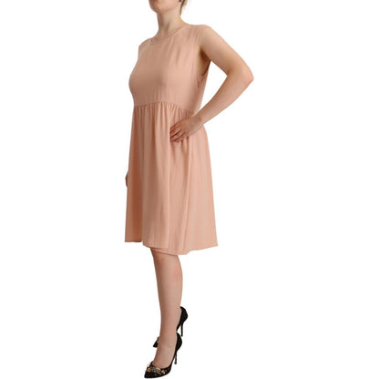 Twinset Beige Polyester Sleeveless Shift Knee Length Dress WOMAN DRESSES