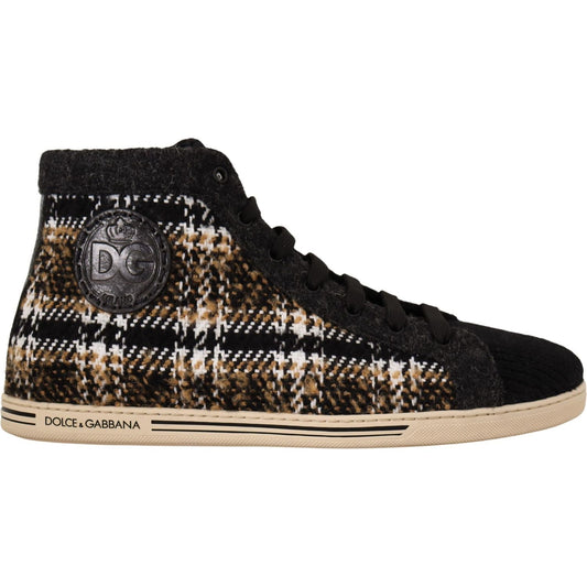 Dolce & Gabbana Beige Brown Wool Cotton High Top Sneakers MV4415-44