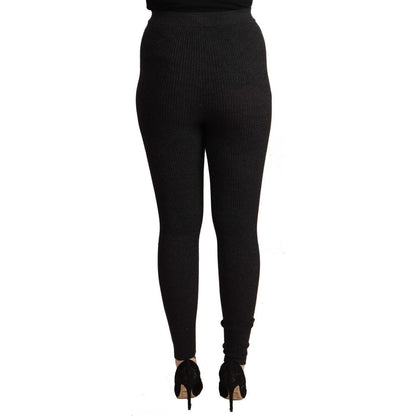 Dolce & Gabbana Black Virgin Wool Stretch Waist Tights Pants Dolce & Gabbana