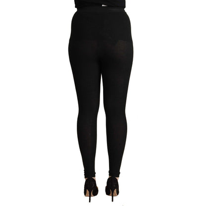 Dolce & Gabbana Black Cashmere Stretch Waist Tights Pants Dolce & Gabbana