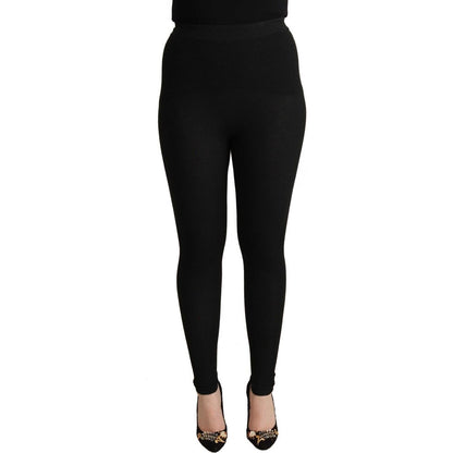 Dolce & Gabbana Black Cashmere Stretch Waist Tights Pants Dolce & Gabbana