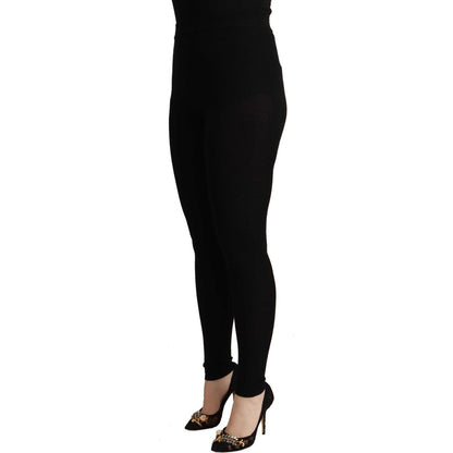 Dolce & Gabbana Black Cashmere Stretch Waist Tights Pants Dolce & Gabbana