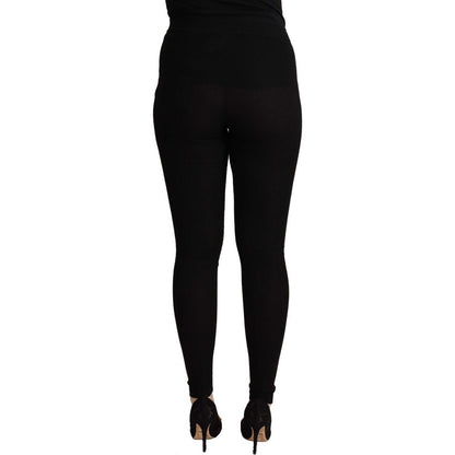 Dolce & Gabbana Black Cashmere Stretch Waist Tights Pants Dolce & Gabbana