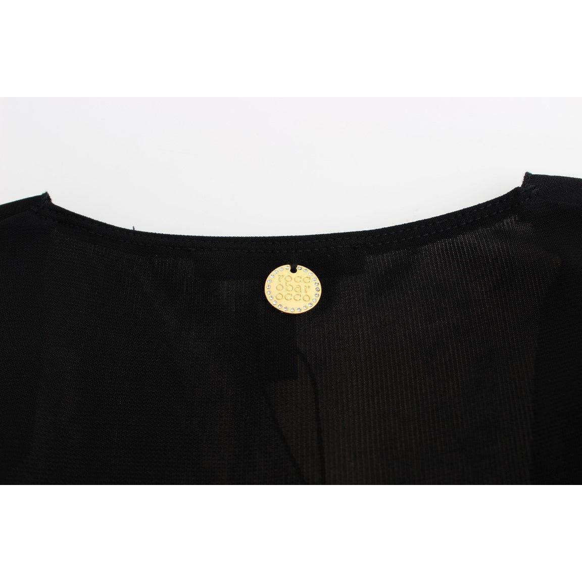 Roccobarocco Black Embellished Jersey Mini Sheath Short Dress Dresses