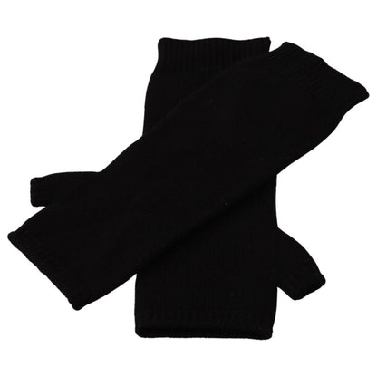 Dolce & Gabbana Black Knitted Fingerless Elbow Length Gloves