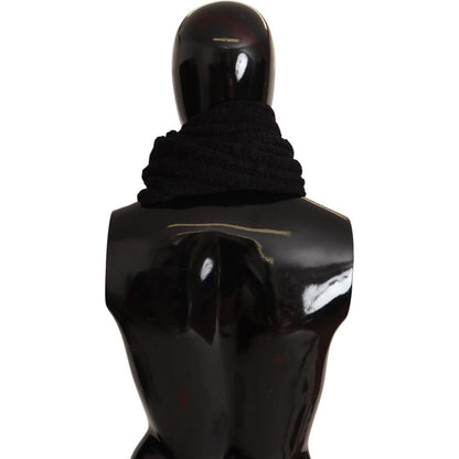 Dolce & Gabbana Black Virgin Wool Knitted Unisex Warmer Shawl Scarf