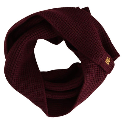 Dolce & Gabbana Dark Red Cashmere Logo Wrap Shawl Knitted Scarf