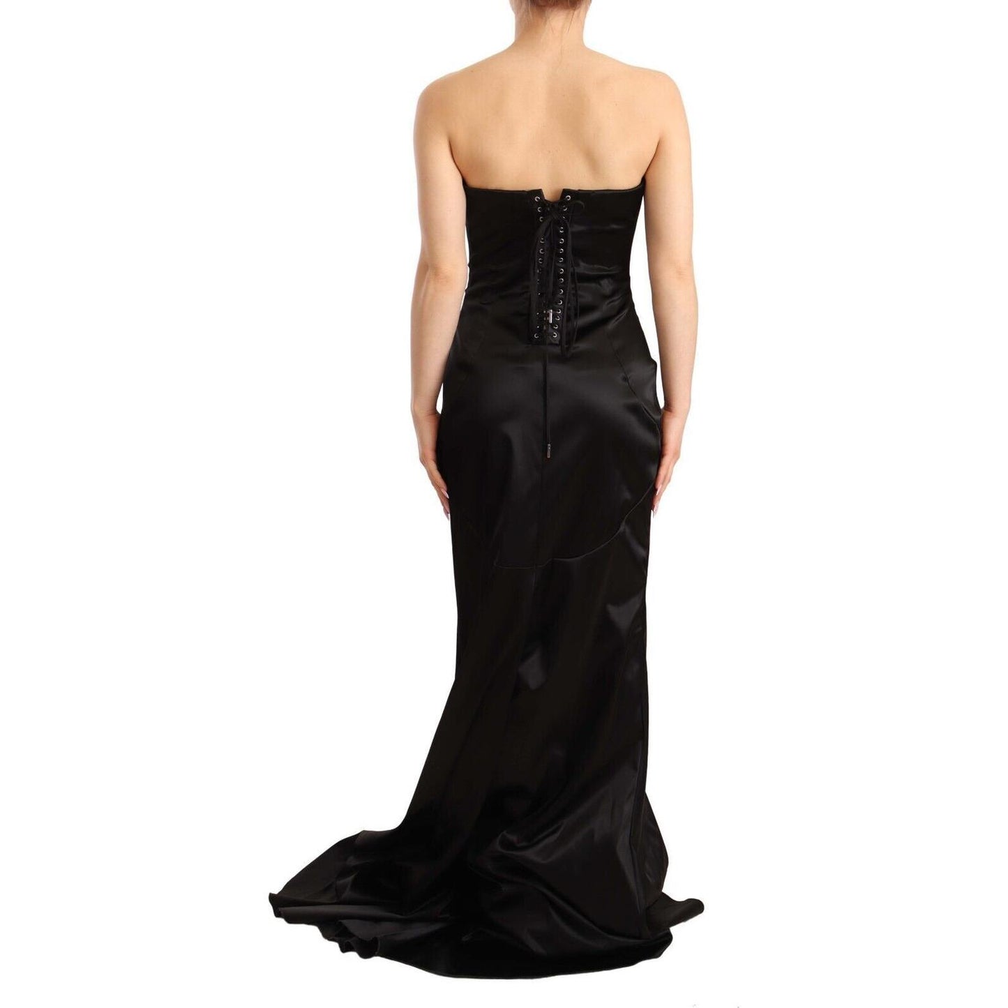 Dolce & Gabbana Black Silk Stretch Sheath Mermaid Gown Dress