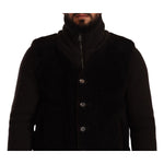 Dolce & Gabbana Black Leather Mens Turtle Neck Coat Jacket