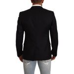 Dolce & Gabbana Black Wool Single Breasted Suit GOLD Jacket