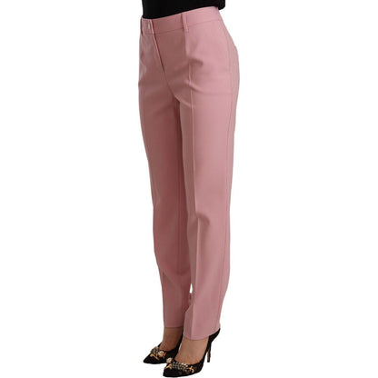 Dolce & Gabbana Pink Wool Stretch High Waist Trouser Pants Dolce & Gabbana