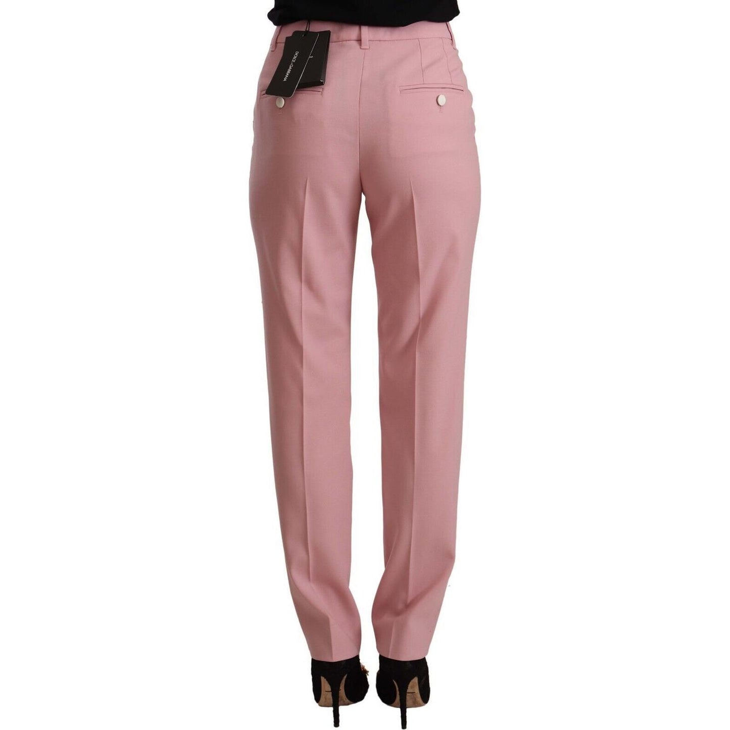 Dolce & Gabbana Pink Wool Stretch High Waist Trouser Pants Dolce & Gabbana