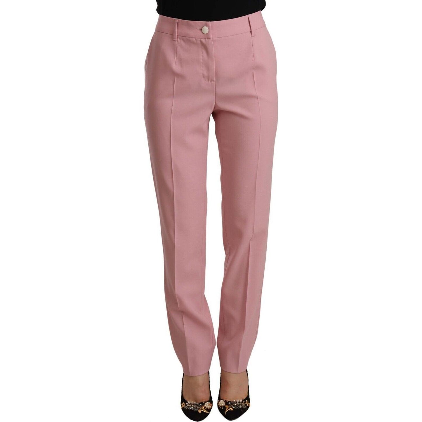 Dolce & Gabbana Pink Wool Stretch High Waist Trouser Pants Dolce & Gabbana