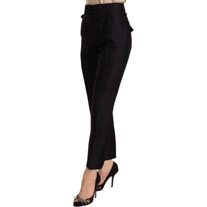 Dsquared² Black Button Embellished Cropped High Waist Pants Dsquared²