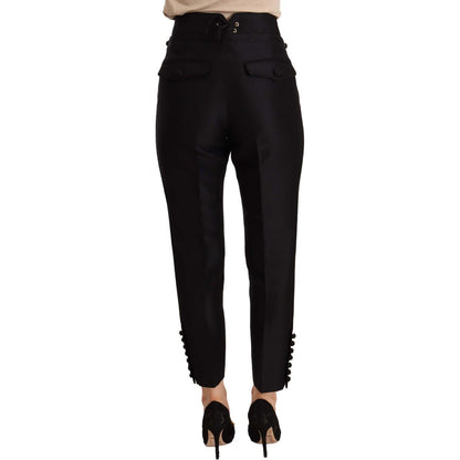 Dsquared² Black Button Embellished Cropped High Waist Pants Dsquared²