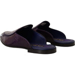 Dolce & Gabbana Purple Exotic Python Leather Slides Dolce & Gabbana Black
