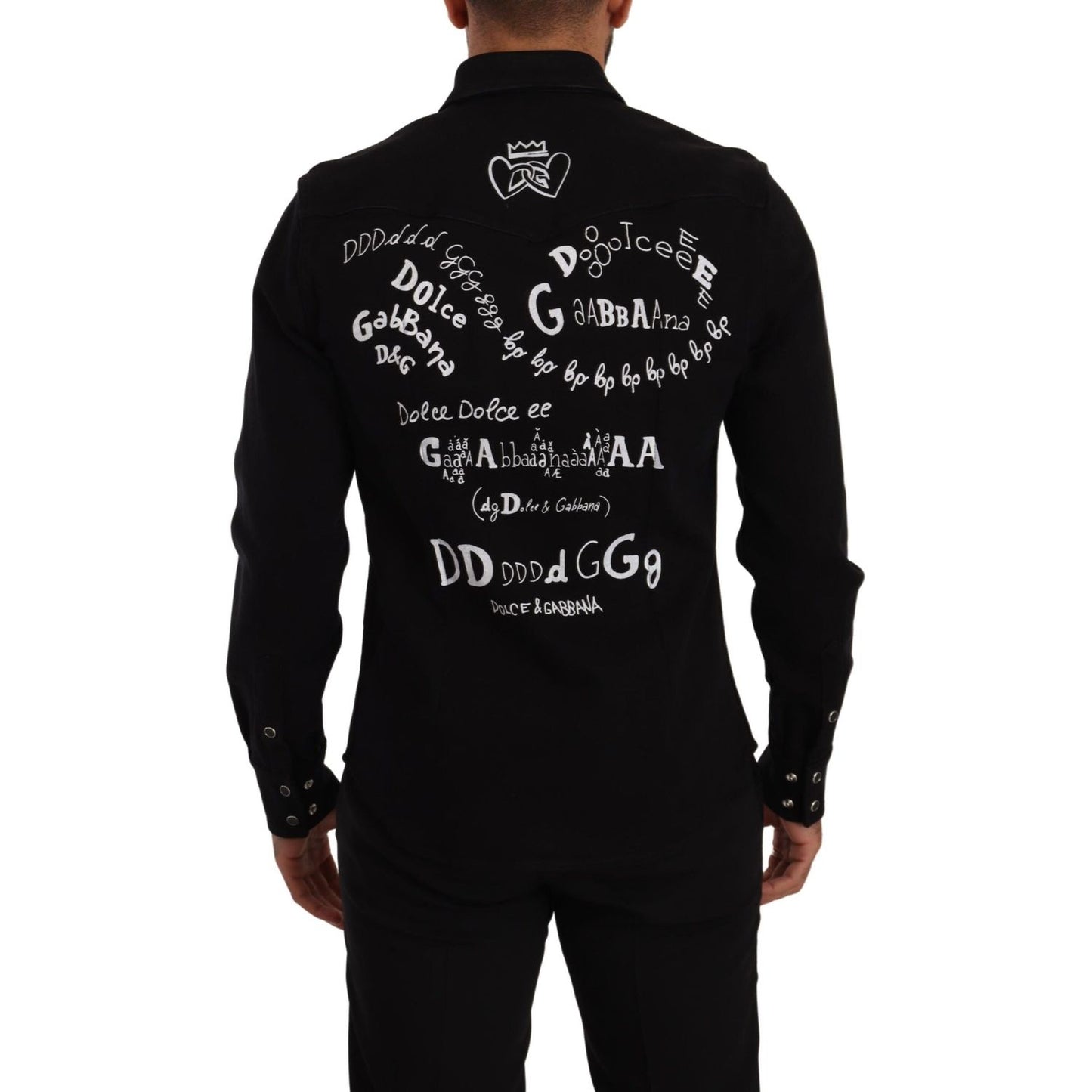 Dolce & Gabbana Black Slim Cotton Denim Stretch Shirt Dolce & Gabbana