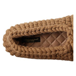 Dolce & Gabbana Brown Slip On Ballerina Flats Wool Knit Shoes LA9674 - 40