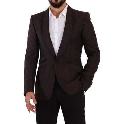 Dolce & Gabbana Purple Jacquard Single Breasted SICILIA Blazer