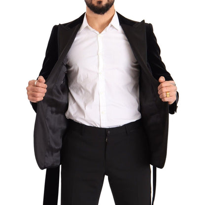 Dolce & Gabbana Black Velvet Single Breasted One Button Blazer