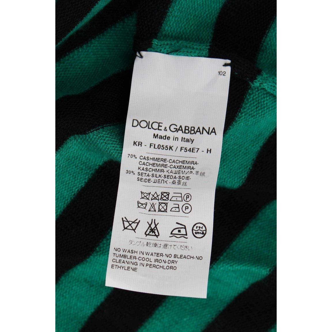Dolce & Gabbana Green Black Silk Cashmere Sweater